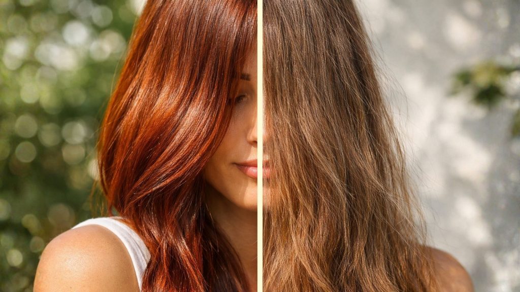 Festett haj ápolása – élénk és fakuló hajszín összehasonlítása természetes fényben.